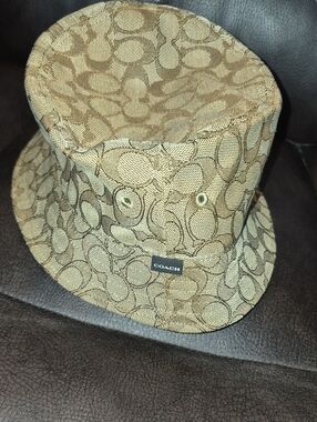 Coach Signature Jacquard Monogram Bucket Hat in Beige and Brown